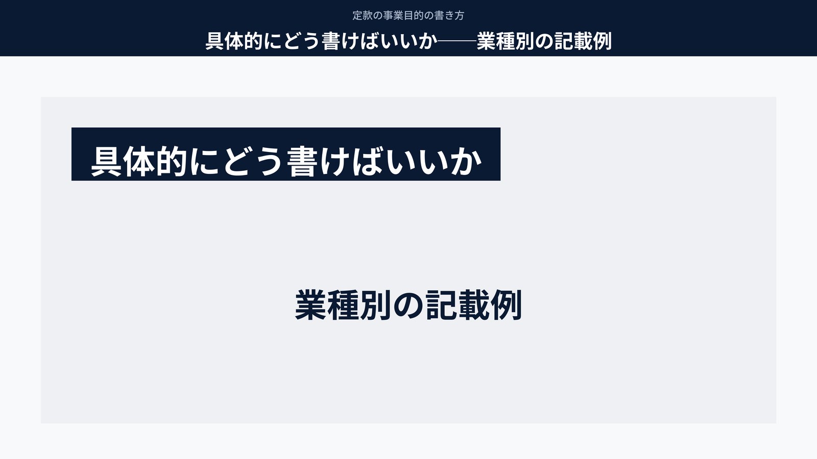 具体的にどう書けばいいか──業種別の記載例