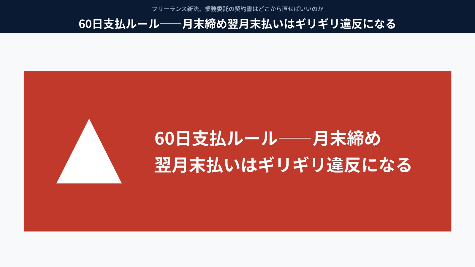 60日支払ルール――月末締め翌月末払いはギリギリ違反になる