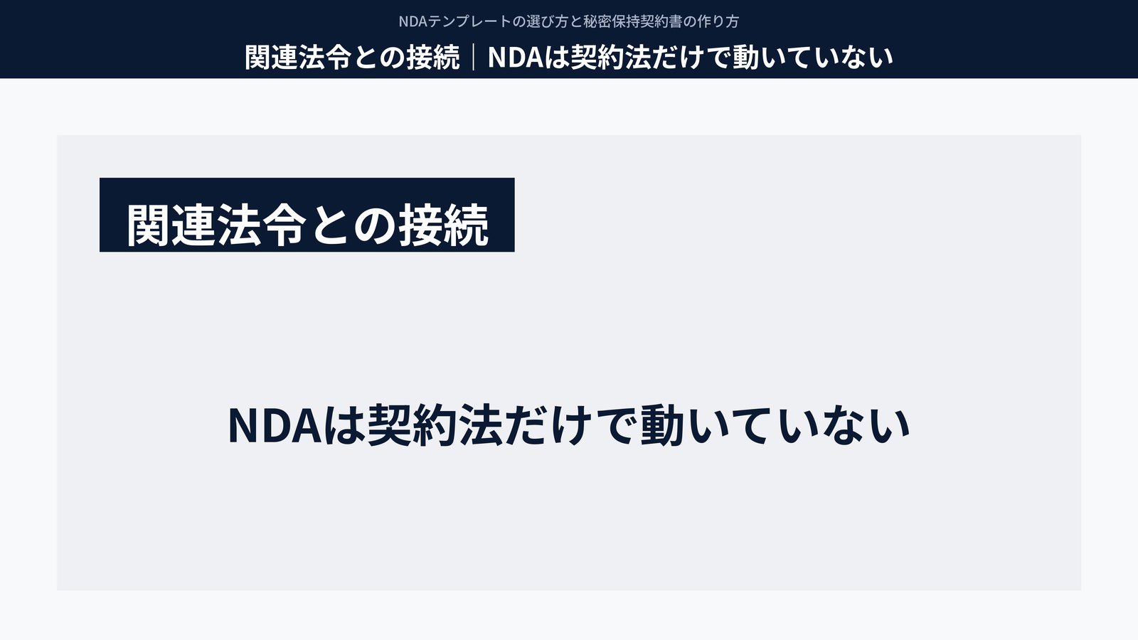 関連法令との接続｜NDAは契約法だけで動いていない