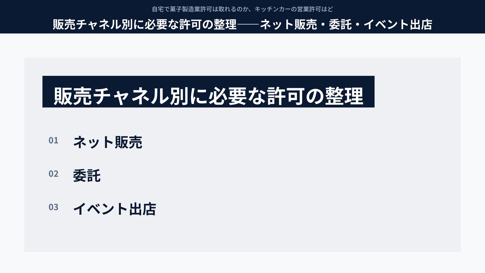 販売チャネル別に必要な許可の整理――ネット販売・委託・イベント出店