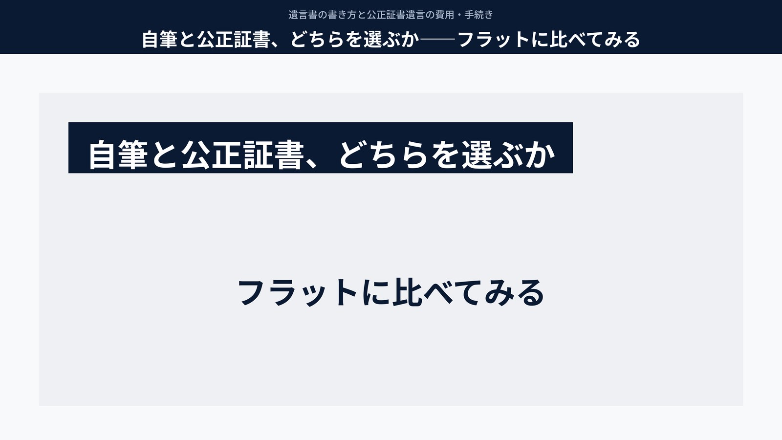 自筆と公正証書、どちらを選ぶか――フラットに比べてみる