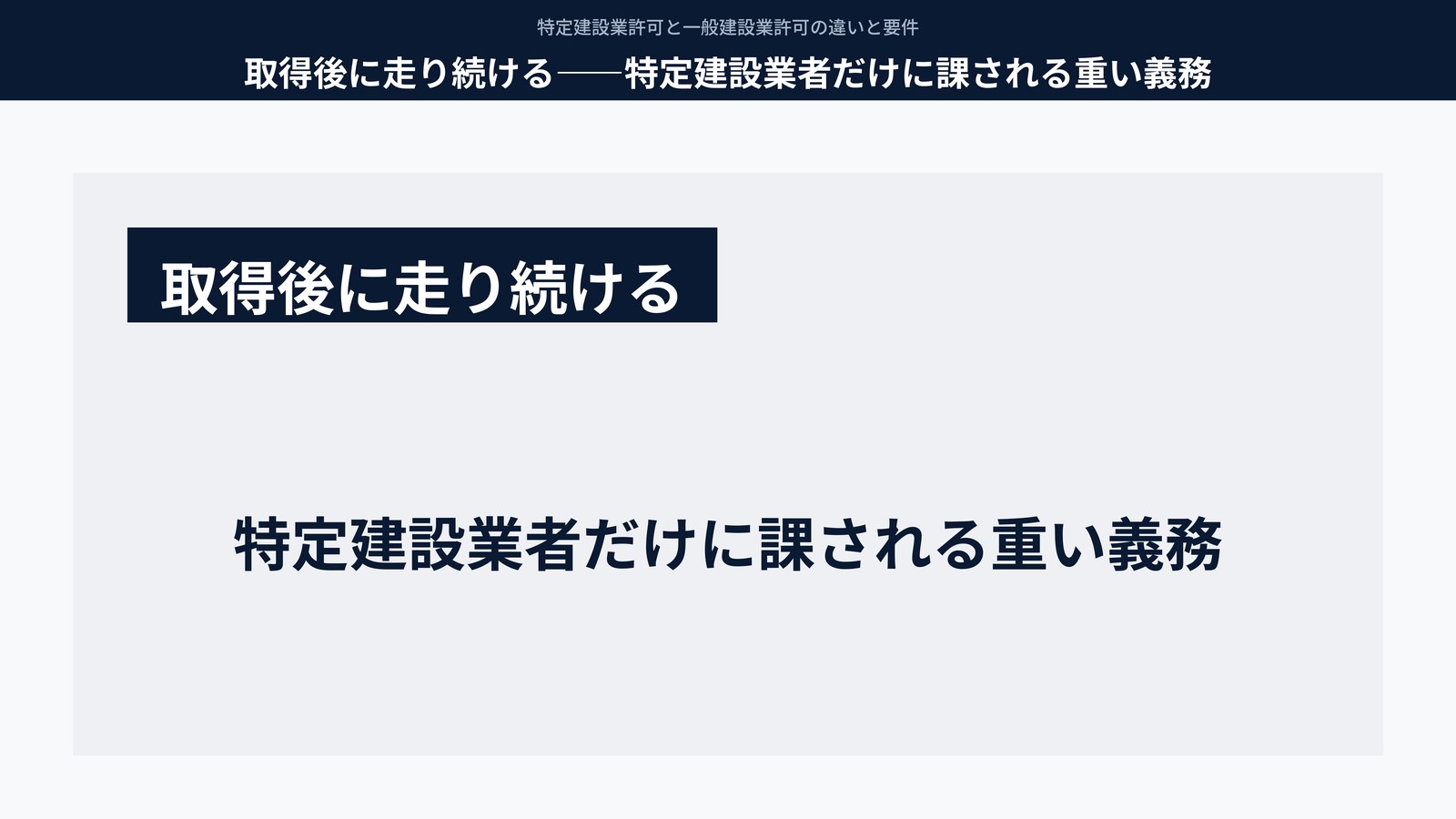 取得後に走り続ける――特定建設業者だけに課される重い義務