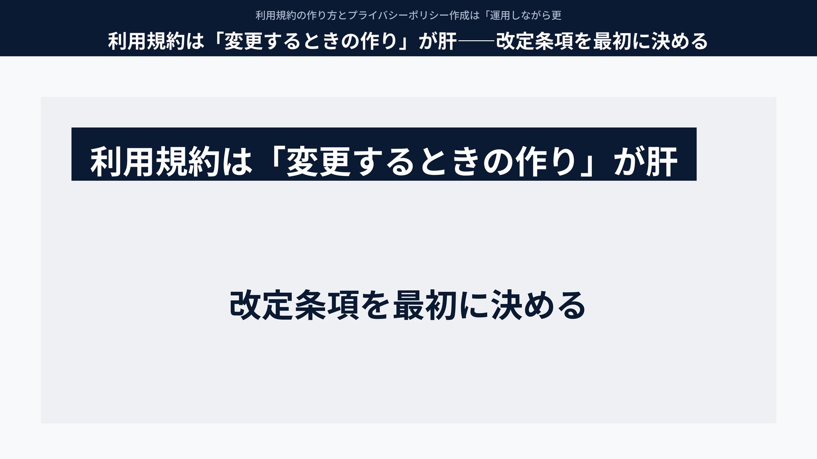 利用規約は「変更するときの作り」が肝――改定条項を最初に決める