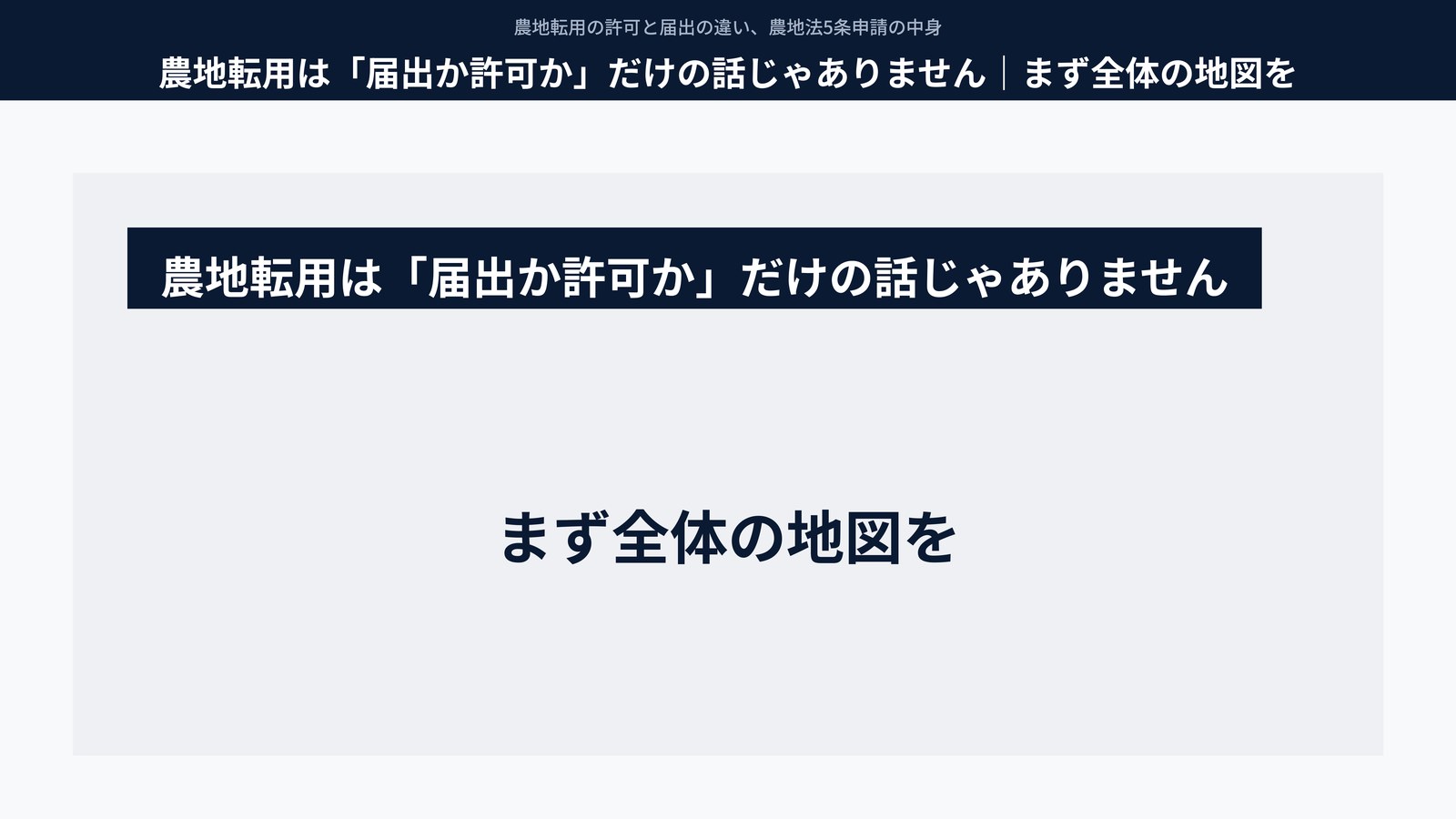 農地転用は「届出か許可か」だけの話じゃありません|まず全体の地図を